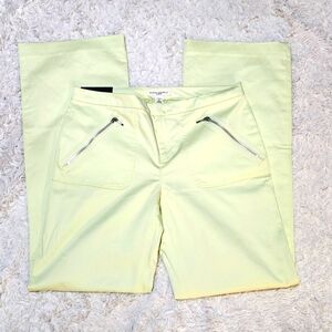 Y2K Banana Republic Martin Wide Leg Yellow Pants Womens 8 32x32 Mid Rise NEW